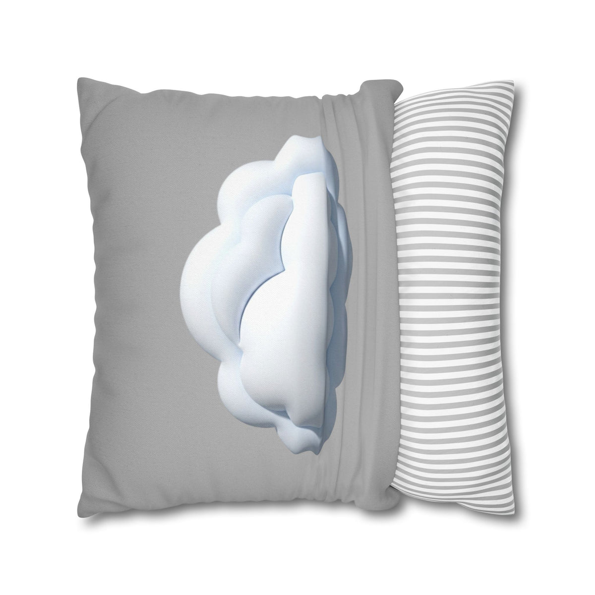 Cloud Throw Pillow Cover — Soft Light Gray Decorative Square Pillowcase