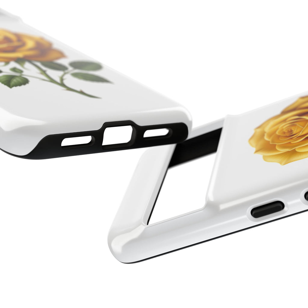 Yellow Rose Phone Case — Vintage Floral Tough Protective Cover