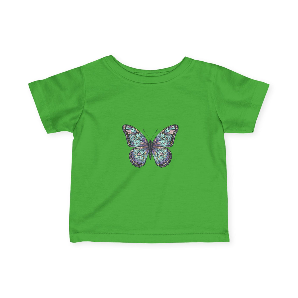 Infant Butterfly Tee — Pastel Blue Floral Butterfly Baby Shirt