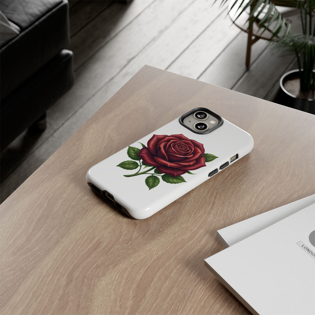 Rose Phone Case — Vintage Red Rose Floral Protective Cover