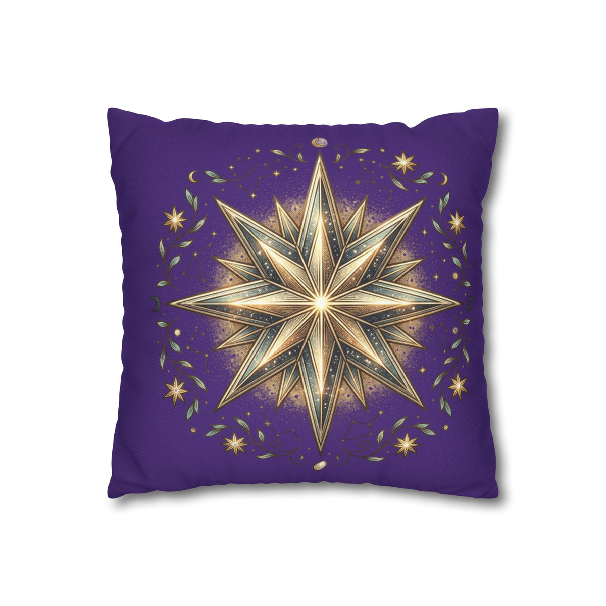 Star Print Dark Purple Spun Polyester Square Pillowcase