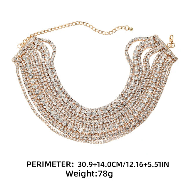 Luxury Superflash White Crystal Chokers Necklaces for Women Multilayer Claw Chain Rhinestone Necklaces Statements Jewelry Gift