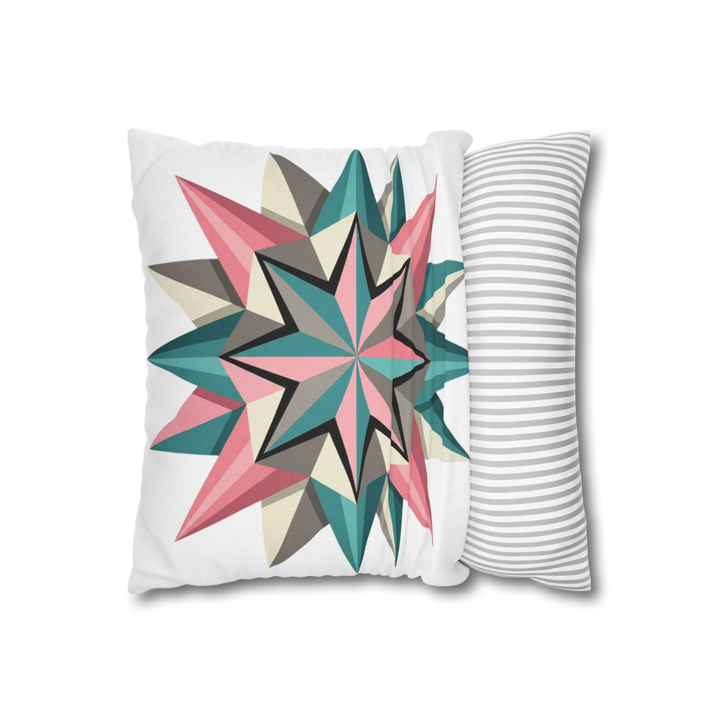 Geometric Starburst Throw Pillowcase — Pink Teal Modern Decorative Cushion Cover