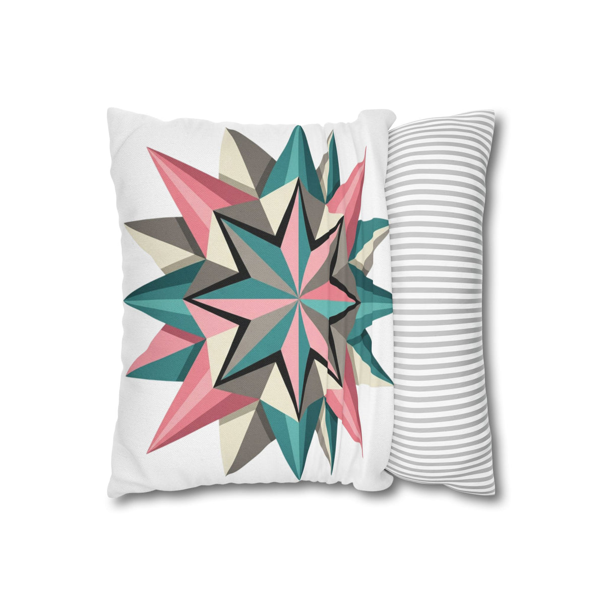 Geometric Starburst Throw Pillowcase — Pink Teal Modern Decorative Cushion Cover