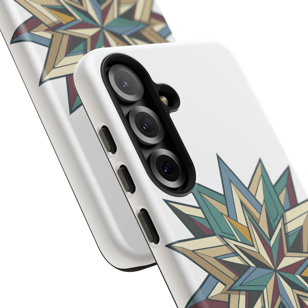 Geometric Star Phone Case — Teal & Earthtone Mandala Design