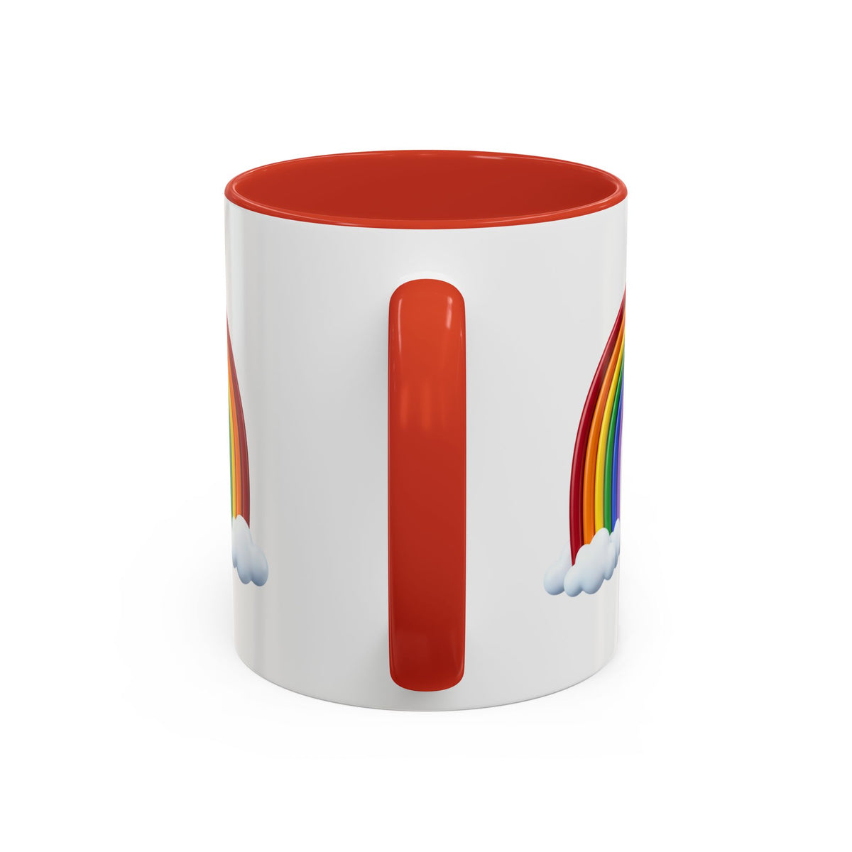 Rainbow Coffee Mug - Colorful Arc & Clouds Accent Mug (11/15oz)