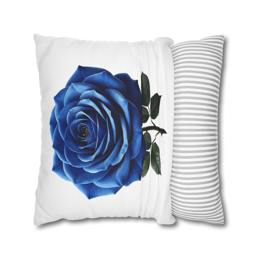 Blue Rose Spun Polyester Square Pillowcase