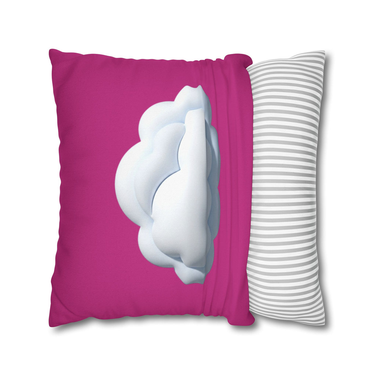 Cloud Graphic Pillowcase - Magenta Decorative Square Throw Pillow Cover
