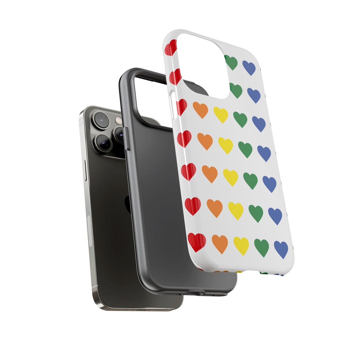 Rainbow Heart Tough Phone Case — Pride Pattern Protective Cover
