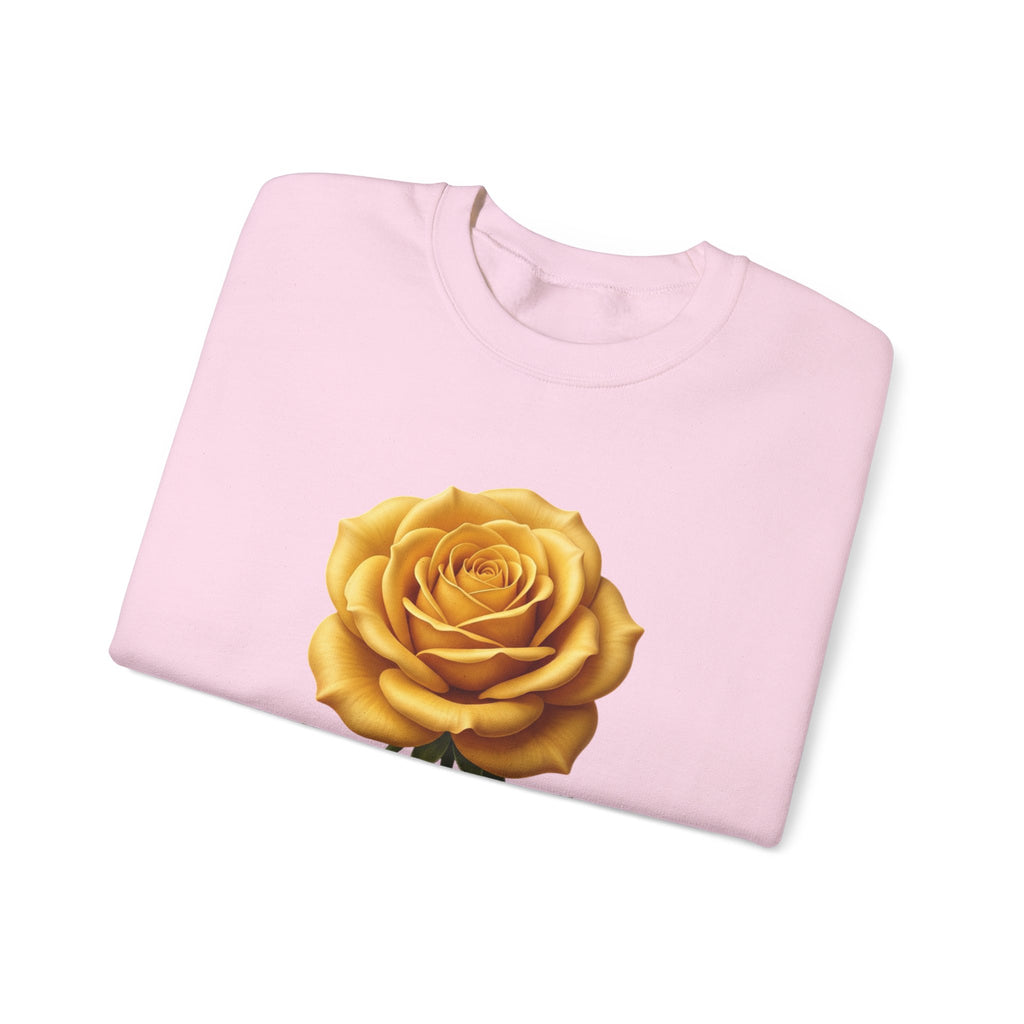 Yellow Rose Crewneck Sweatshirt — Vintage Floral Graphic