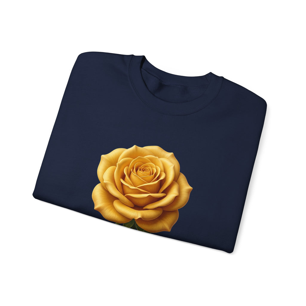 Yellow Rose Crewneck Sweatshirt — Vintage Floral Graphic