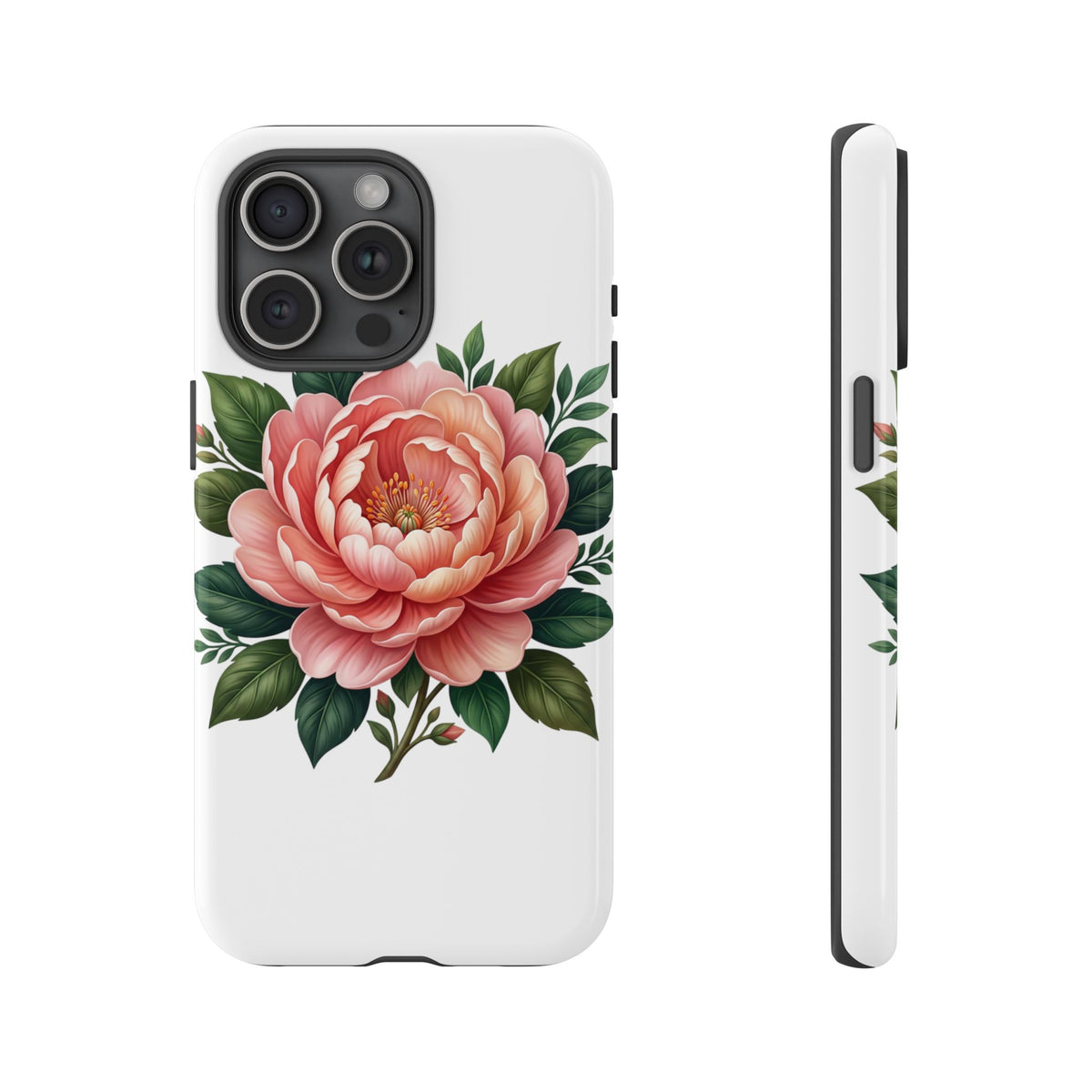 Floral Peony Tough Phone Case — Protective Botanical iPhone Cover