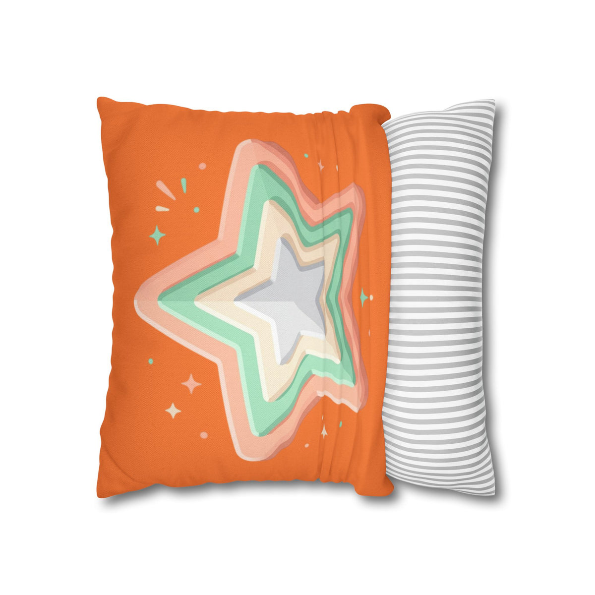 Star Shape Orange Spun Polyester Square Pillowcase