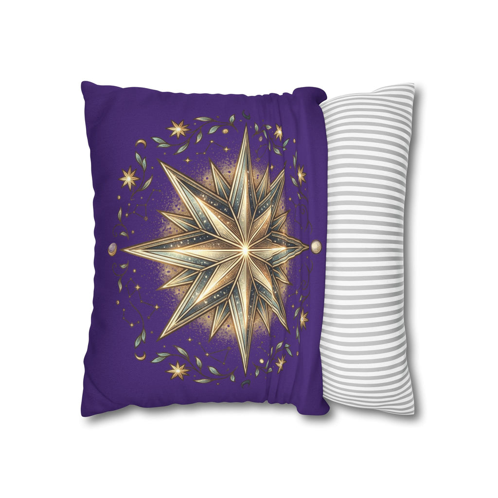 Star Print Dark Purple Spun Polyester Square Pillowcase