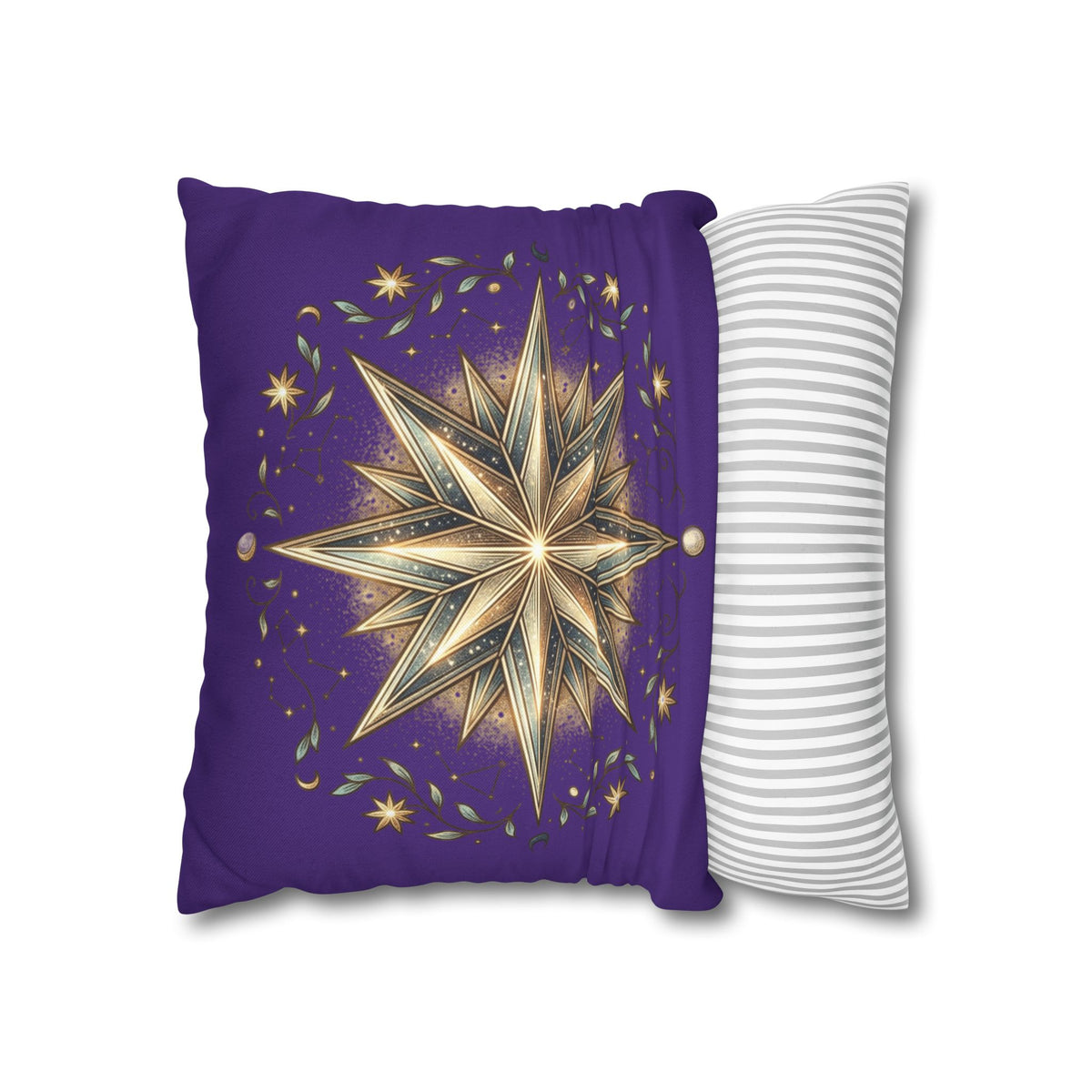 Star Print Dark Purple Spun Polyester Square Pillowcase