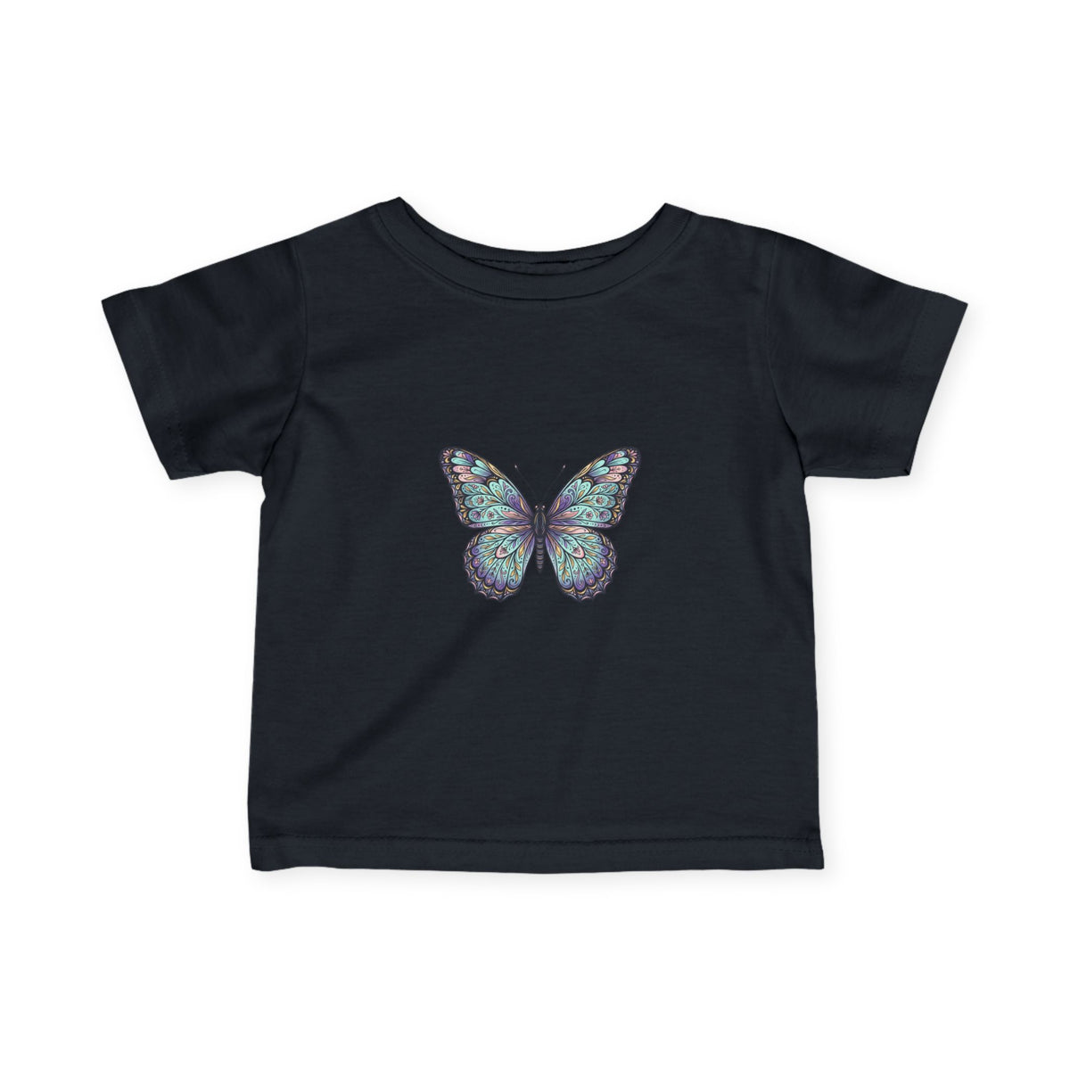 Infant Butterfly Tee — Pastel Blue Floral Butterfly Baby Shirt