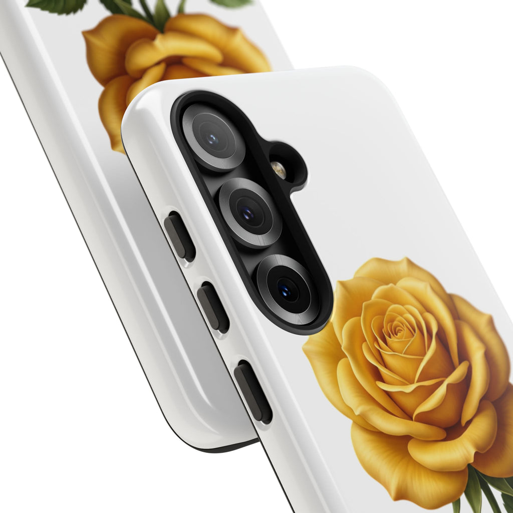 Yellow Rose Phone Case — Vintage Floral Tough Protective Cover