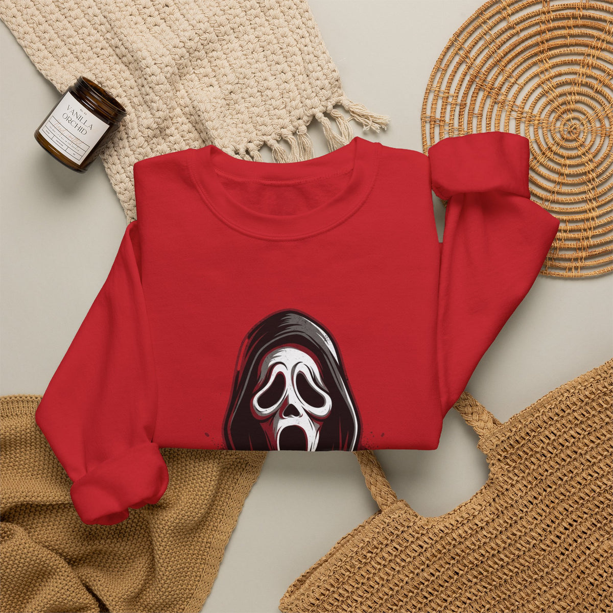 Scream Mask Crewneck Sweatshirt – Horror Ghostface Graphic