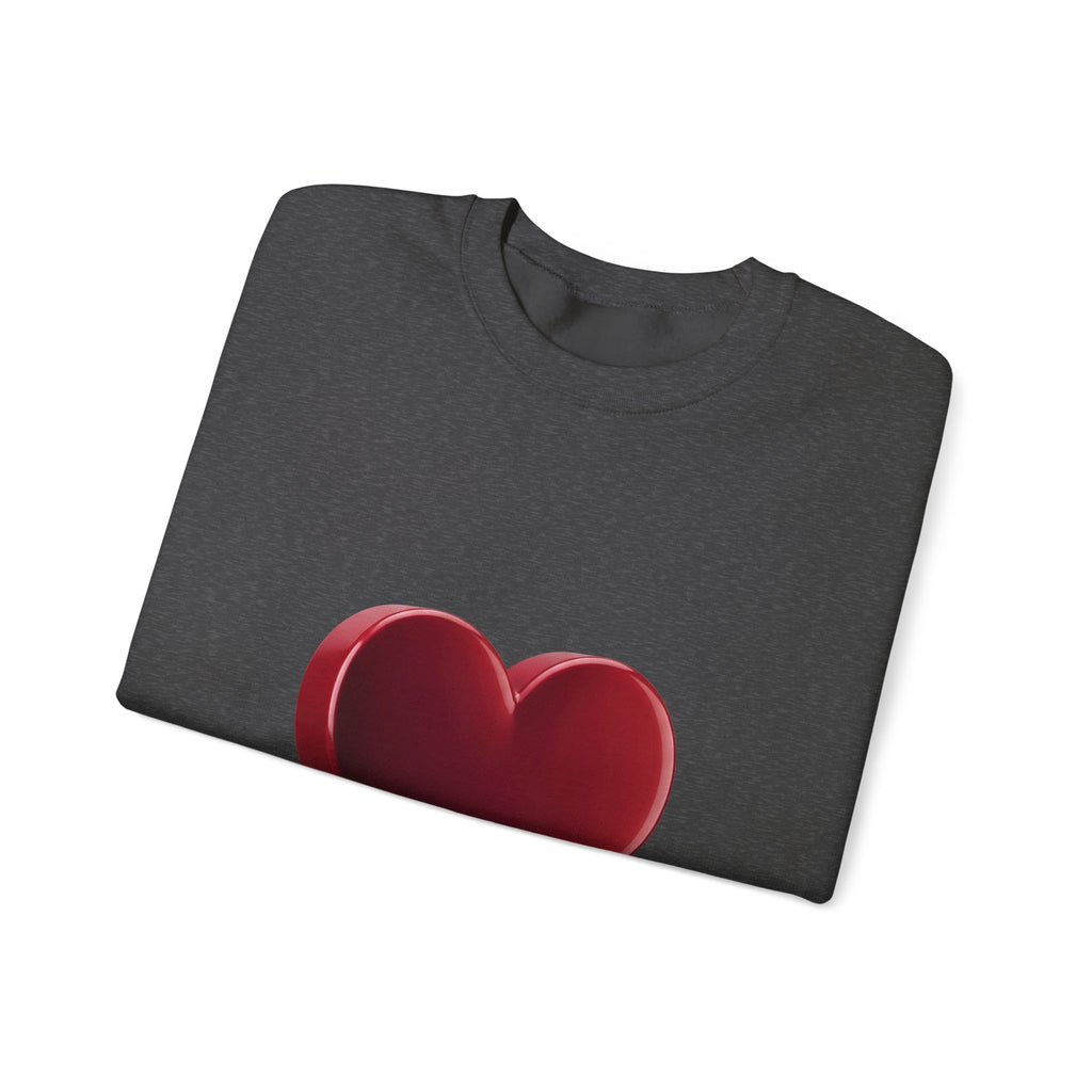 Heart Graphic Sweatshirt — Minimal 3D Red Heart Crewneck for Valentine’s & Everyday Wear