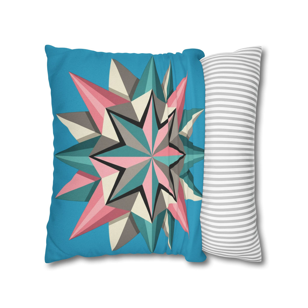 Geometric Starburst Decorative Pillowcase — Turquoise Pink Accent Cushion Cover