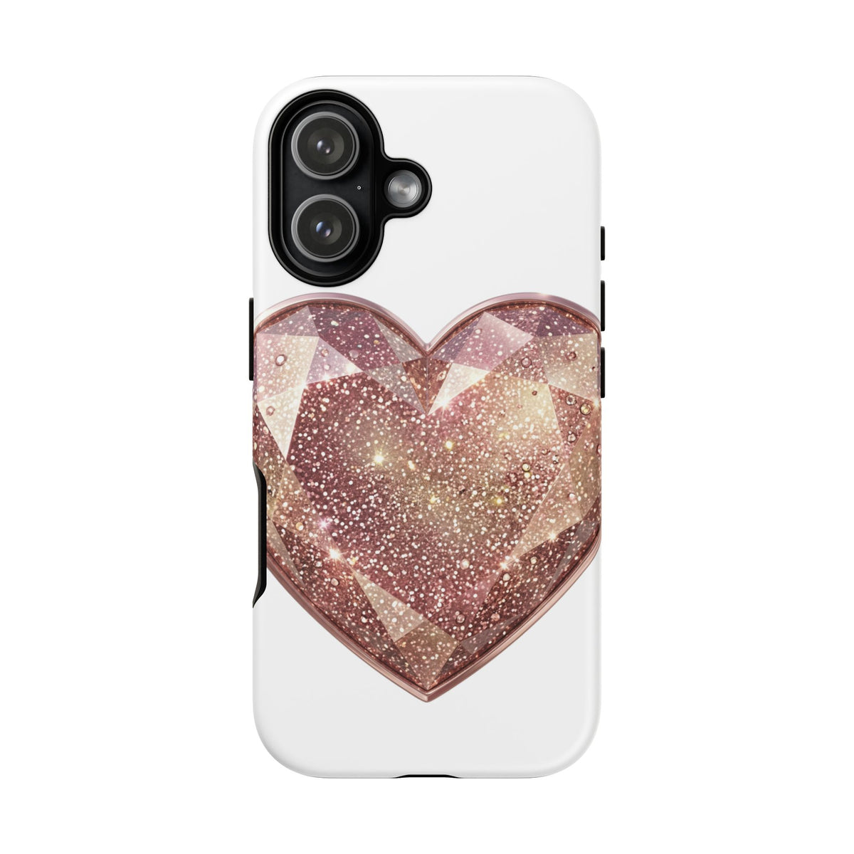 Rose Gold Glitter Crystal Heart Phone Case