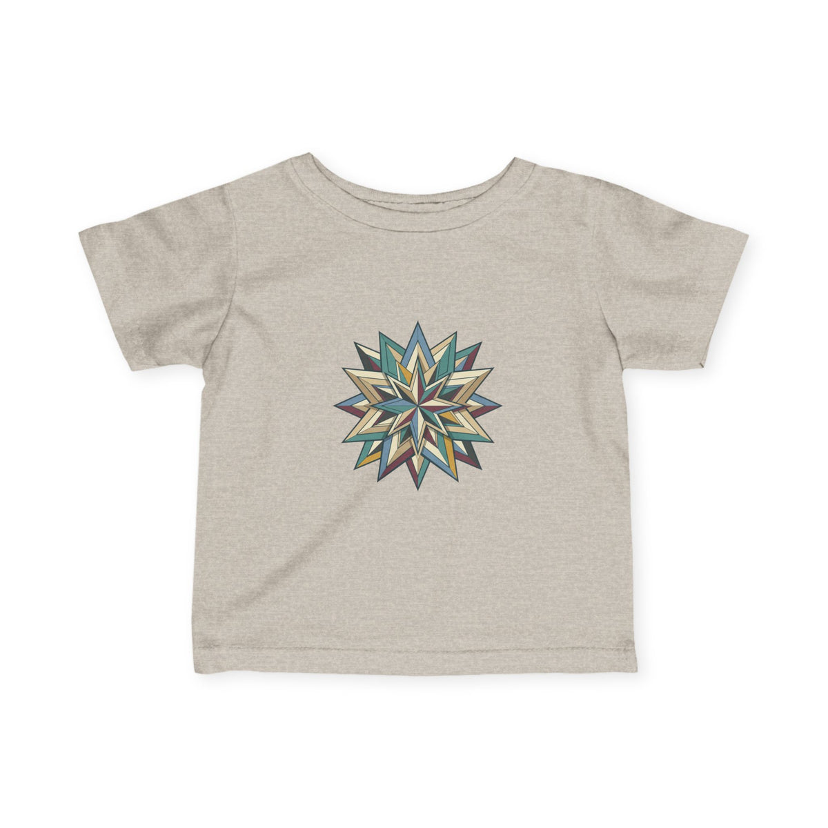 Infant Tee with Geometric Starburst Design — Neutral Baby Shirt, Modern Nursery Gift