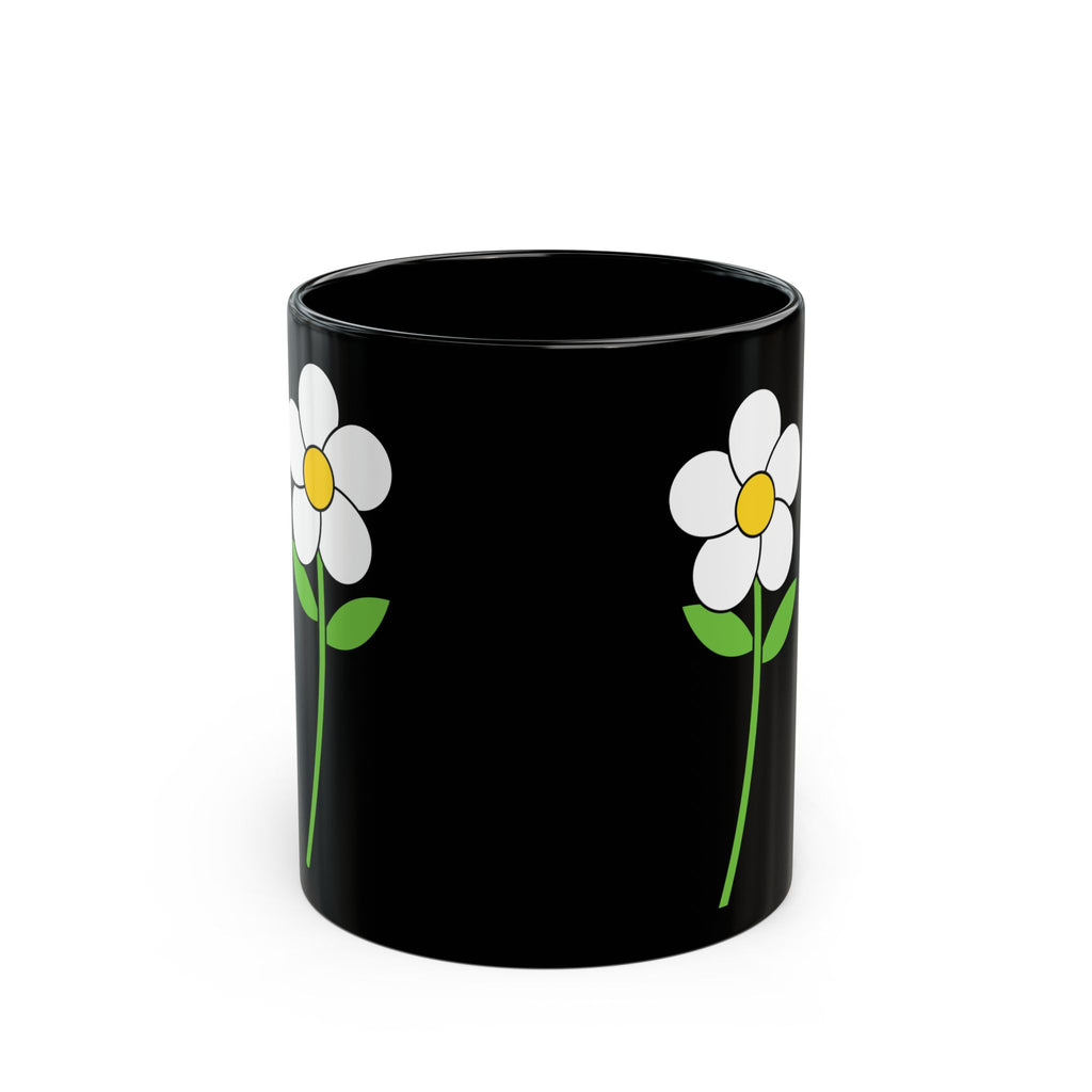 Black Daisy Mug — Cute Minimal Flower Coffee Cup (11oz & 15oz)