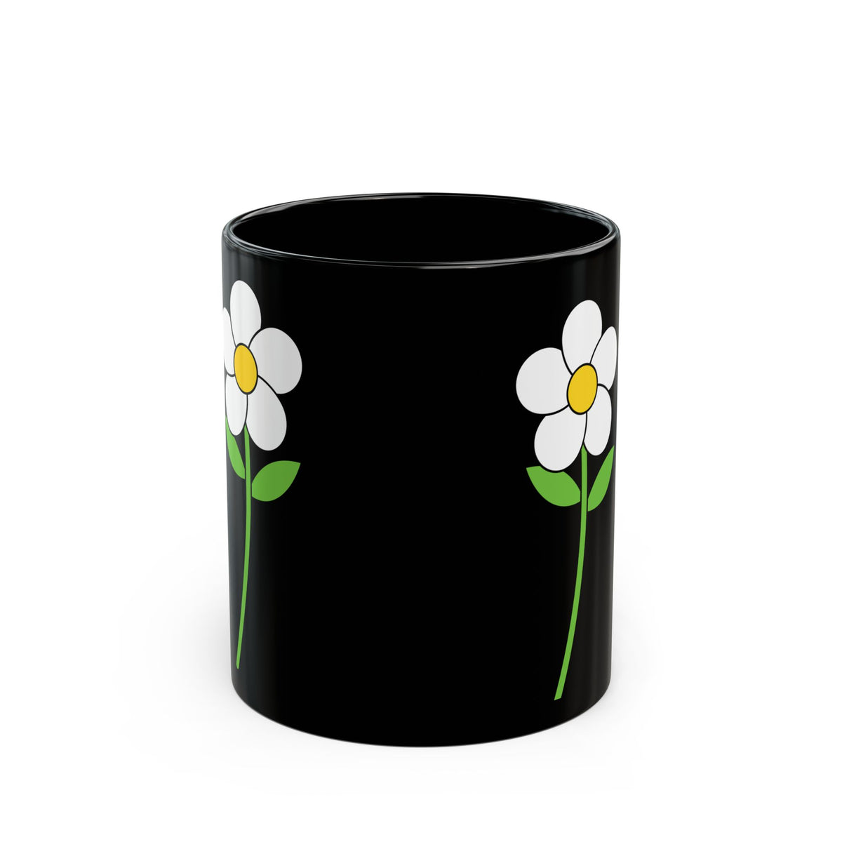 Black Daisy Mug — Cute Minimal Flower Coffee Cup (11oz & 15oz)