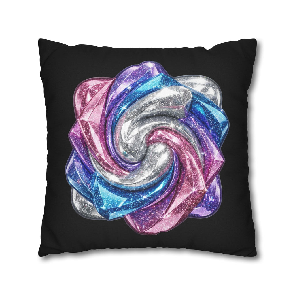 3D Glitter Design Black Spun Polyester Square Pillowcase