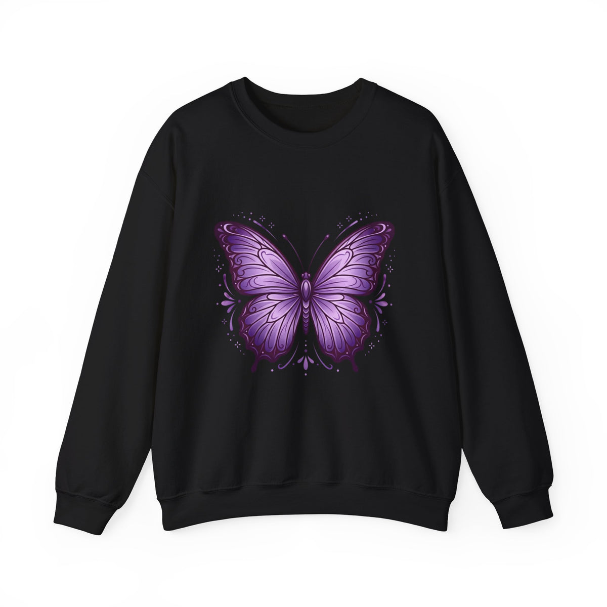 Purple Butterfly Crewneck Sweatshirt — Vibrant Graphic Butterfly Pullover