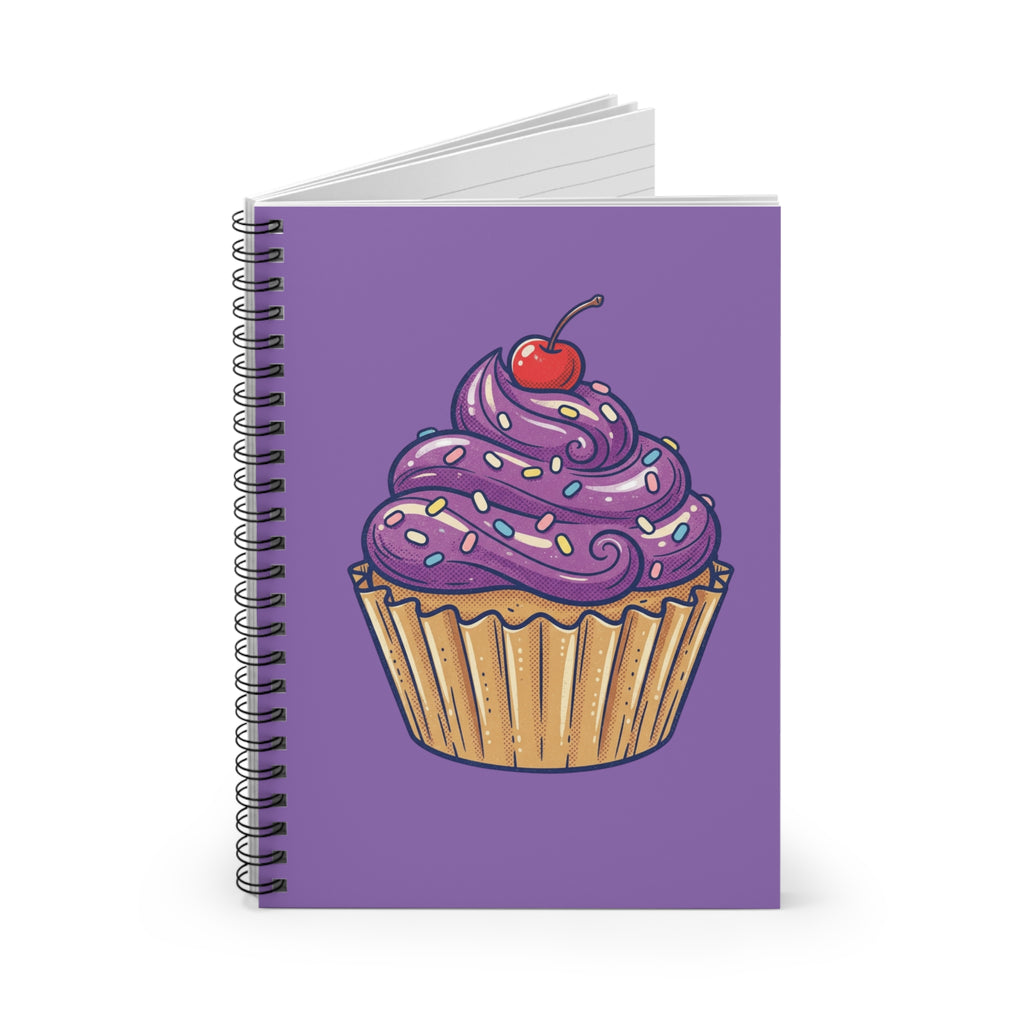 Cupcake Spiral Notebook — Purple Sweet Bakery Journal (Ruled)