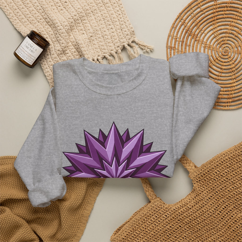 Purple Geometric Starburst Crewneck Sweatshirt