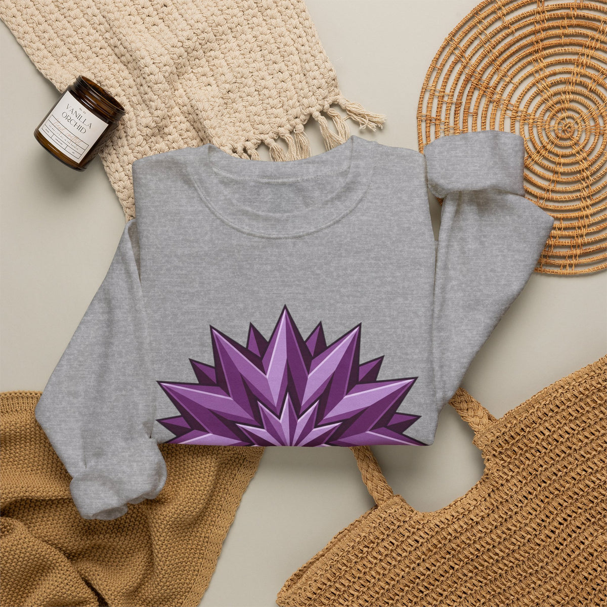 Purple Geometric Starburst Crewneck Sweatshirt