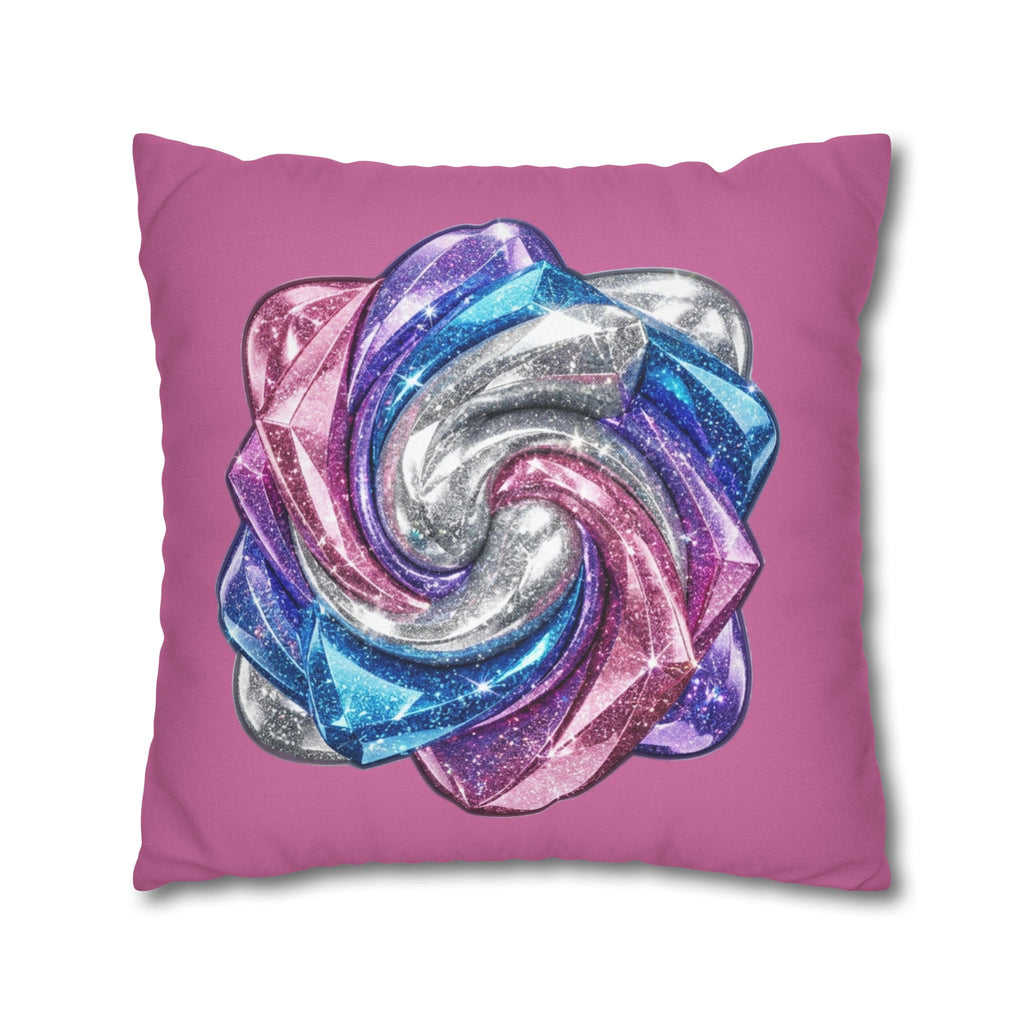 3D Glitter Design Light Pink Spun Polyester Square Pillowcase