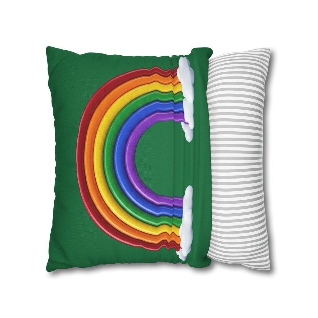 Rainbow Dark Green Spun Polyester Square Pillowcase