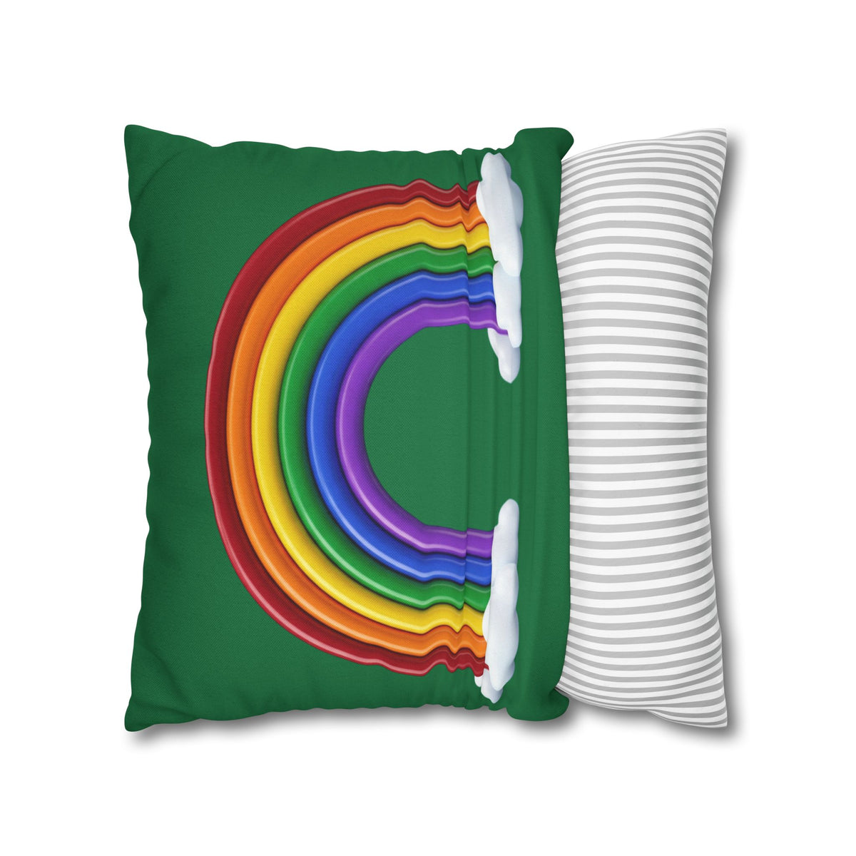 Rainbow Dark Green Spun Polyester Square Pillowcase