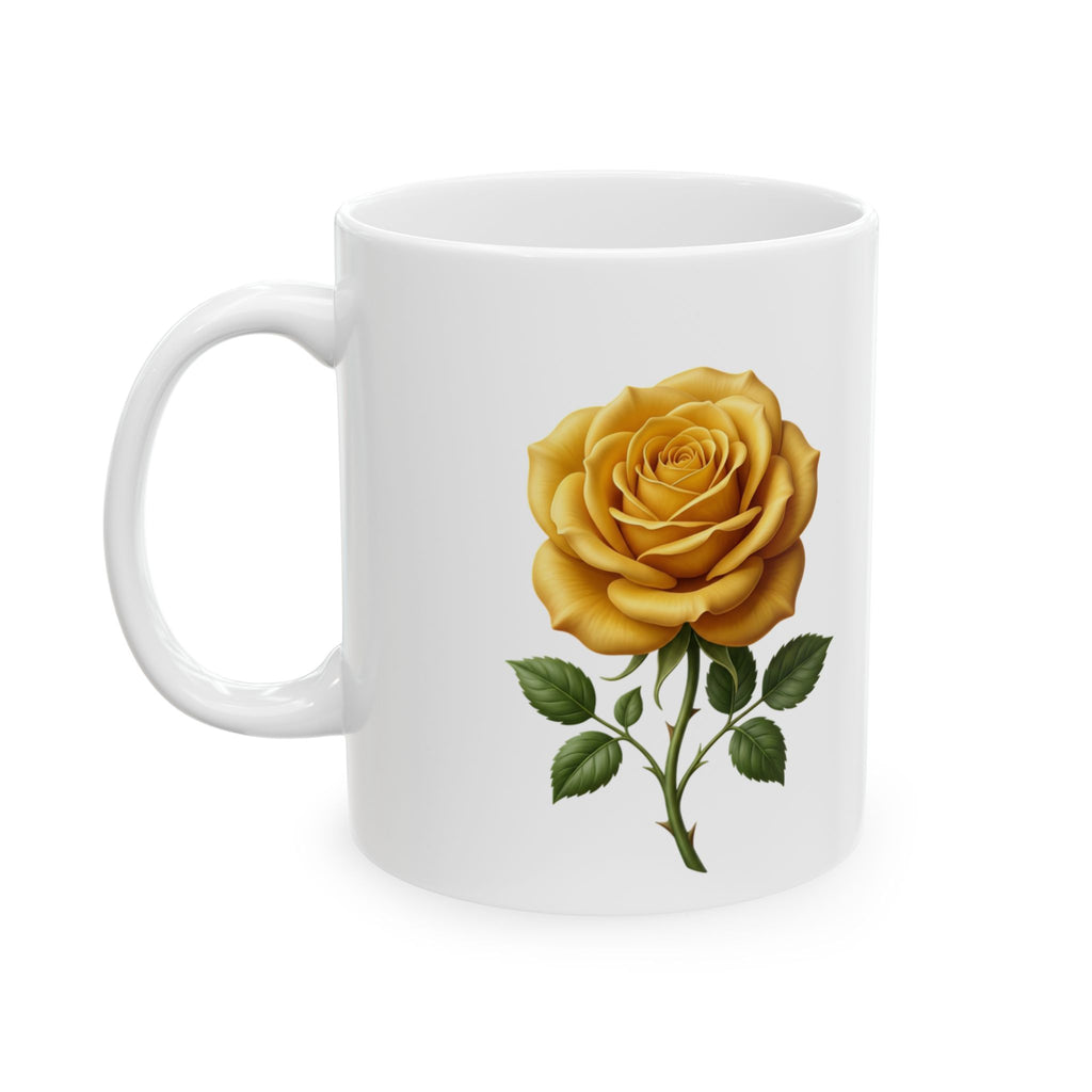 Yellow Rose Ceramic Mug - Floral Coffee Tea Cup (11oz & 15oz)