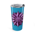 20oz Insulated Tumbler — Blue with Purple Starburst Floral Design- Turquoise