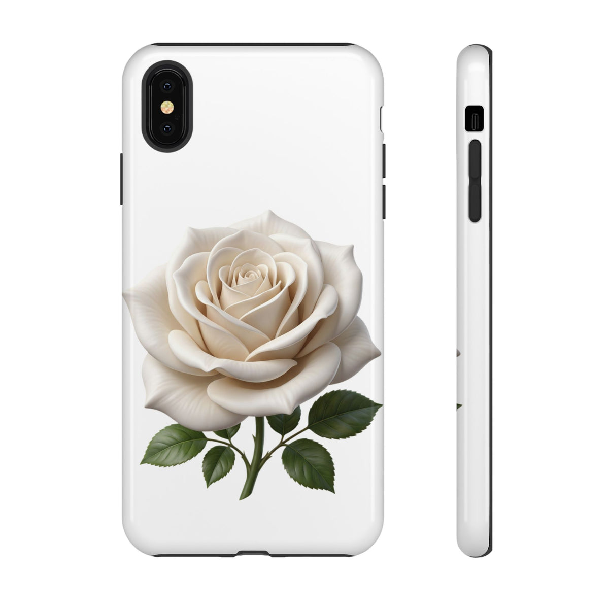 White Rose Tough Phone Case – Elegant Floral Protective Cover