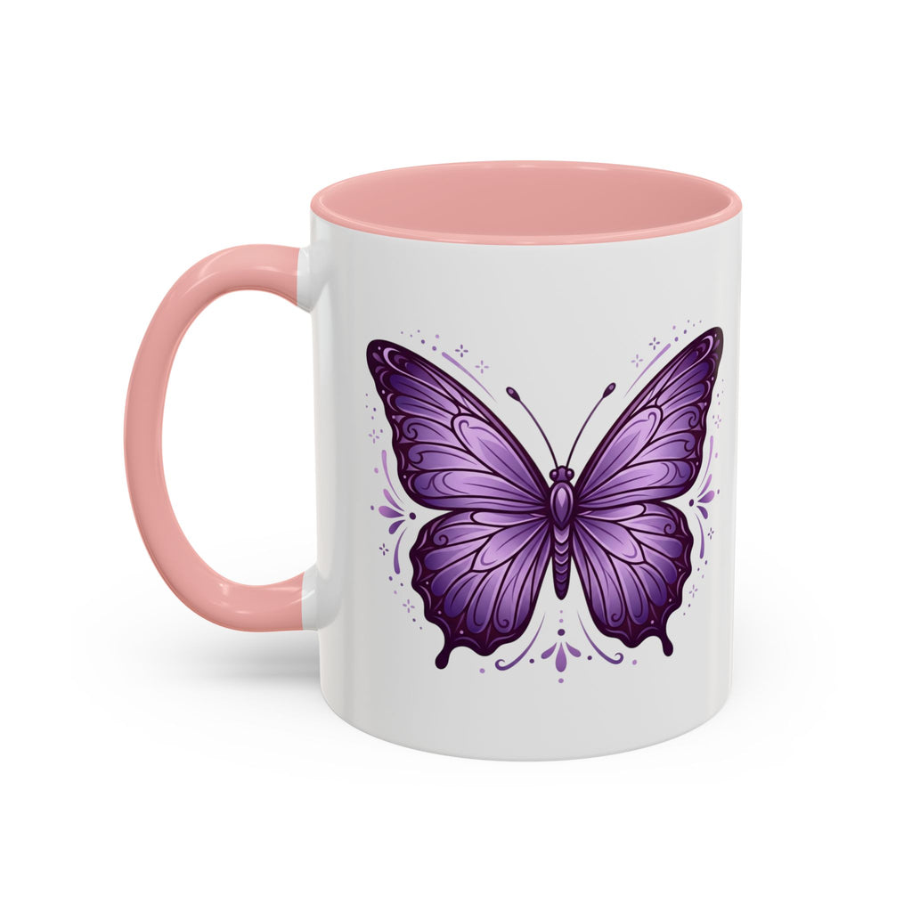 Purple Butterfly Accent Coffee Mug — 11oz & 15oz Decorative Tea Cup