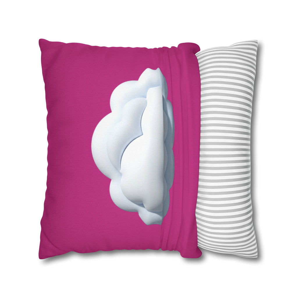 Cloud Graphic Pillowcase - Magenta Decorative Square Throw Pillow Cover
