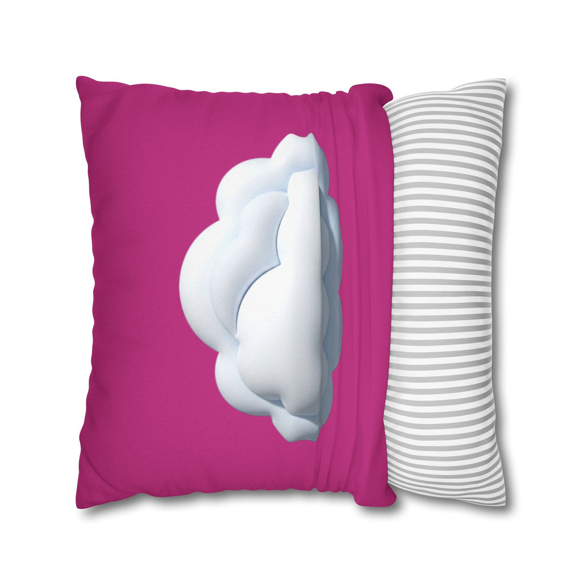 Cloud Graphic Pillowcase - Magenta Decorative Square Throw Pillow Cover