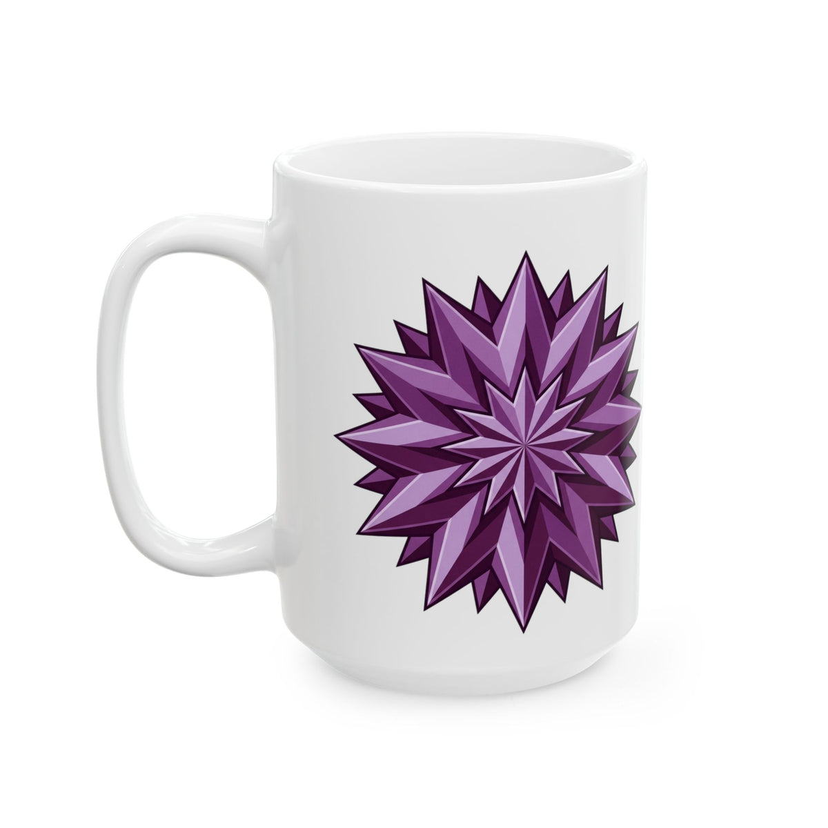 Purple Geometric Starburst Ceramic Mug – 11oz & 15oz