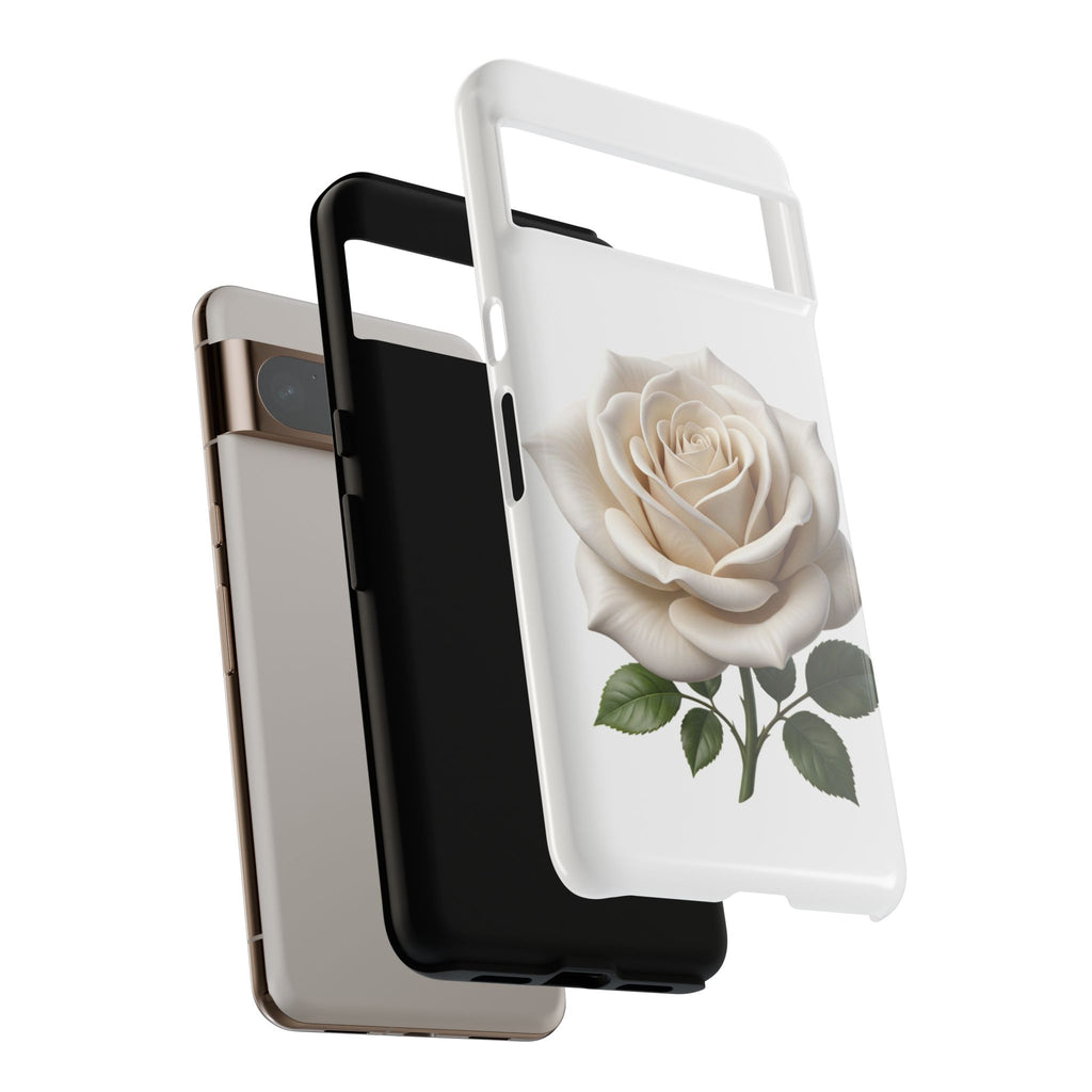 White Rose Tough Phone Case – Elegant Floral Protective Cover