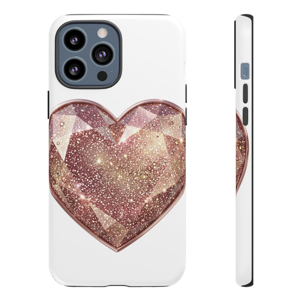 Rose Gold Glitter Crystal Heart Phone Case