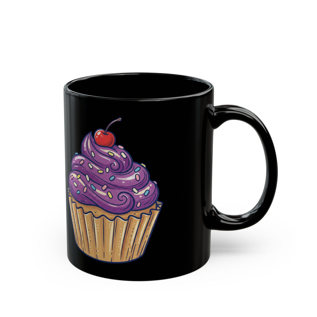 Purple Frosting Cupcake Black Mug (11oz, 15oz)