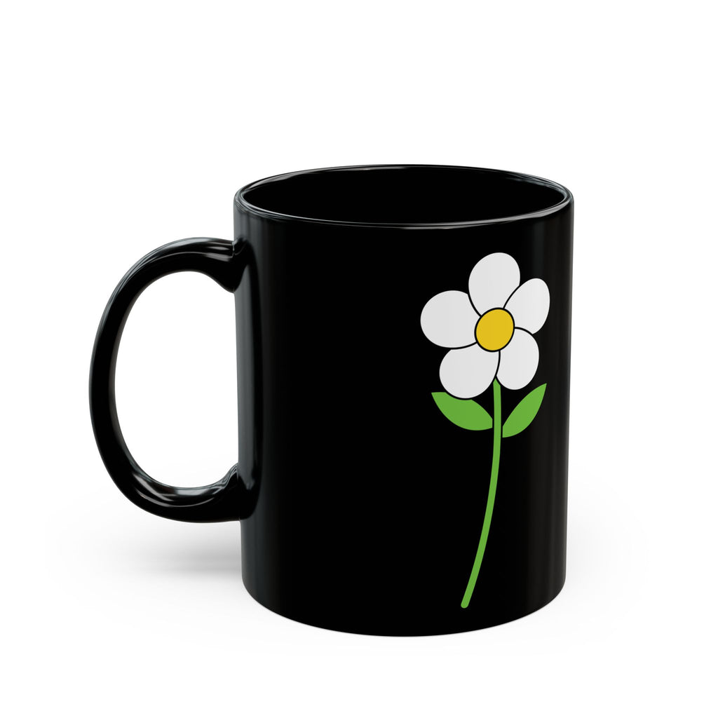 Black Daisy Mug — Cute Minimal Flower Coffee Cup (11oz & 15oz)