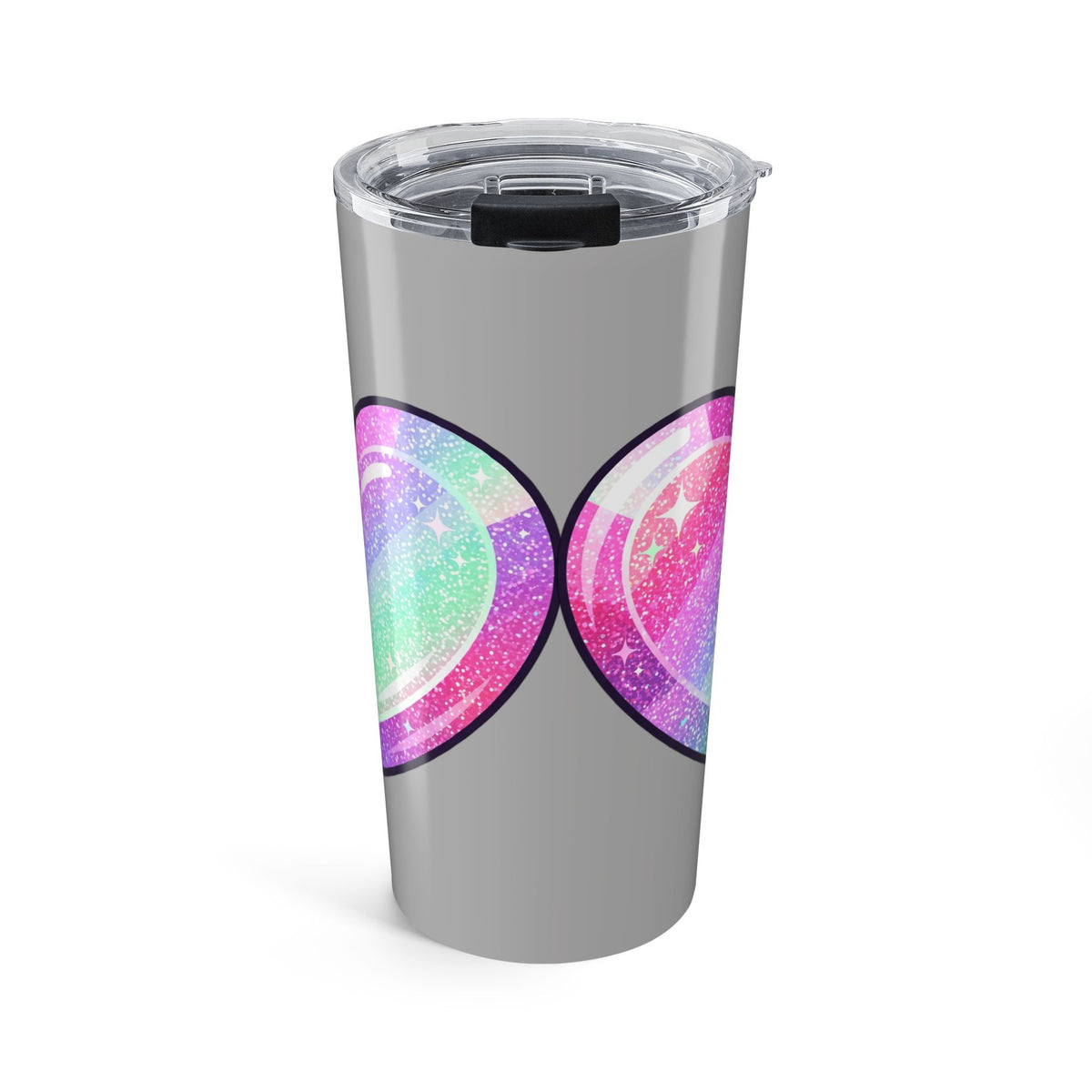 Pastel Glitter Heart Pillowcase Tumbler 20oz- Light Grey