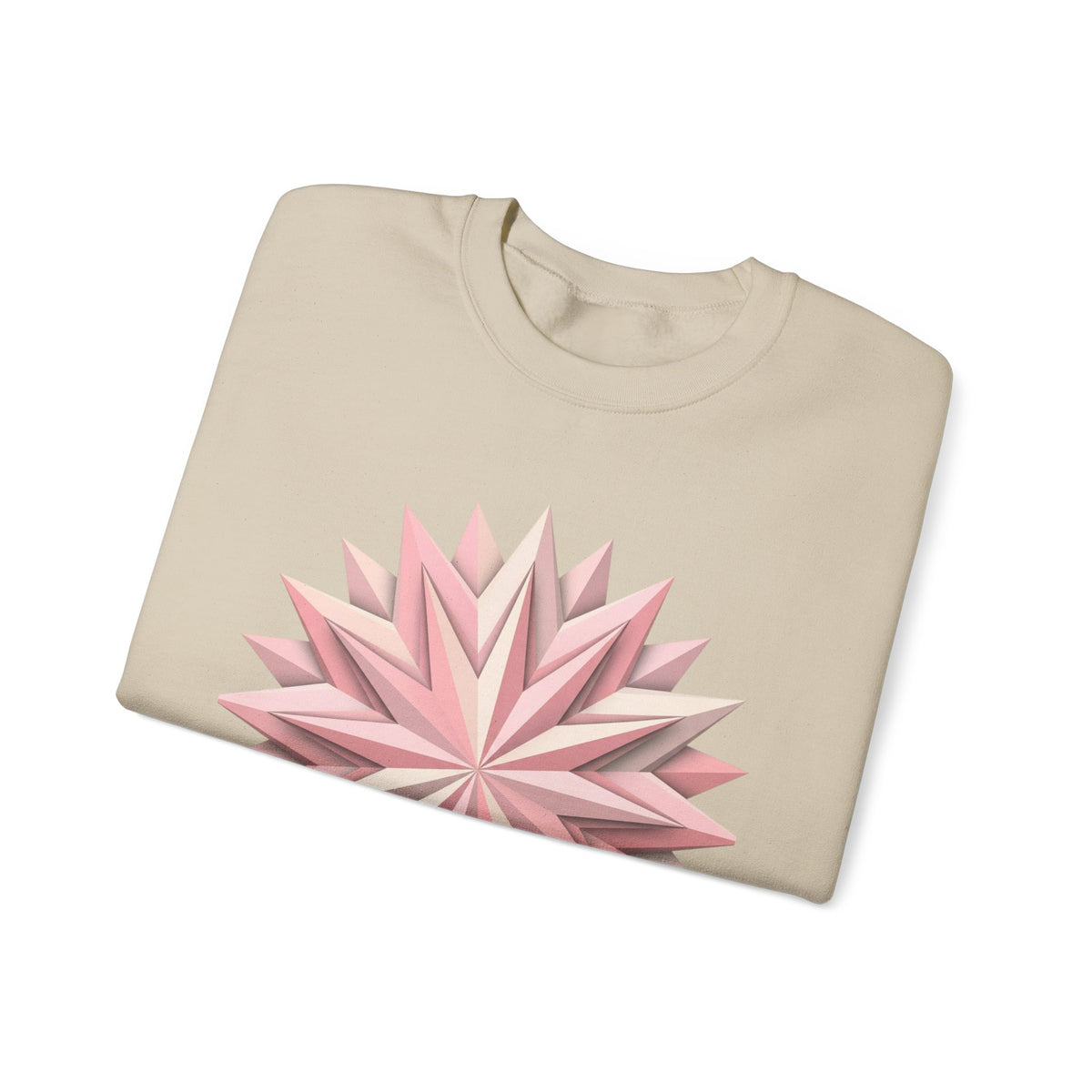 Starburst Polygon Crewneck Sweatshirt — Pink Geometric Floral Graphic