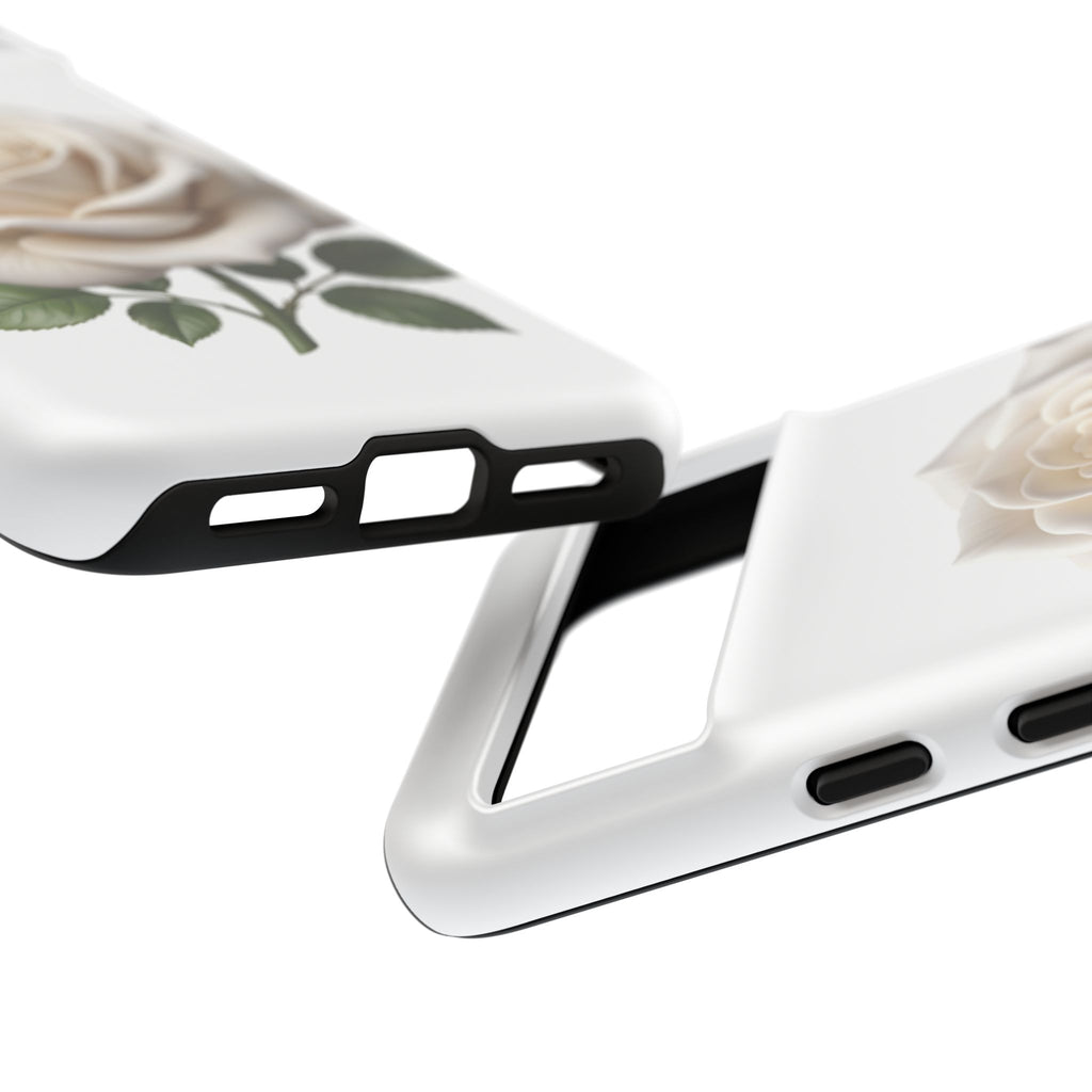 White Rose Tough Phone Case – Elegant Floral Protective Cover